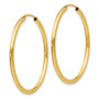 14k Polished Round Endless 2mm Hoop Earrings
