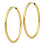 14k Polished Round Endless 2mm Hoop Earrings