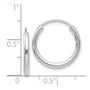 14k White Gold Polished Endless 2mm Hoop Earrings