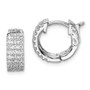 Sterling Silver Rhodium Plated CZ Small Hinged Hoop Earrings