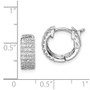 Sterling Silver Rhodium Plated CZ Small Hinged Hoop Earrings