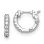 Sterling Silver Rhodium Plated CZ Small Hinged Hoop Earrings