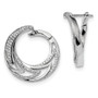 Sterling Silver Rhodium-plated CZ Hinged Hoop Earrings