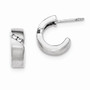 Sterling Silver Brushed Post Hoop CZ Earrings