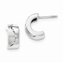 Sterling Silver Brushed And Polished CZ Post Hoop Earrings