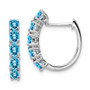 Sterling Silver Rhodium Polished London Blue Topaz Hinged Hoop Earrings