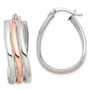 Sterling Silver & Rose Tone Polished Hoop Earrings