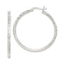 Sterling Silver Fancy Diamond-cut Hoop Earrings