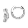 Sterling Silver Rhodium-plated Satin CZ Swirl Hinged Hoop Earrings