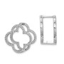 Sterling Silver Rhodium-plated CZ Quatrefoil Hinged In & Out Earrings