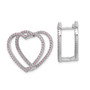 Sterling Silver Rhodium-plated Pink CZ Heart Hinged In & Out Earrings