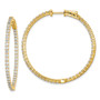 Sterling Silver Gold-tone 100 Stone CZ In and Out Hoop Earrings
