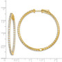 Sterling Silver Gold-tone 100 Stone CZ In and Out Hoop Earrings