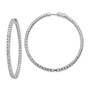 Sterling Silver Rhodium-plated CZ In and Out Hinged Hoop Earrings