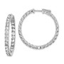 Sterling Silver Rhodium-plated CZ In and Out Hinged Hoop Earrings