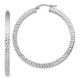 Sterling Silver Rhodium-plated D/C 3x45mm Square Tube Hoop Earrings