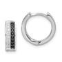 Sterling Silver Rhodium-plated White and Black CZ Hinged Hoop Earrings