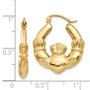 14k Polished Claddagh Hoop Earrings
