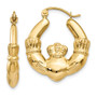 14k Polished Claddagh Hoop Earrings