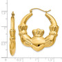 14k Polished Claddagh Hoop Earrings