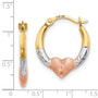 14K Tri-color Madi K Heart Hoop Earrings