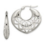 Stainless Steel 30mm Fancy Cutout Hoop Earrings
