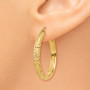 14K Diamond-cut 3.5x28mm Hollow Hoop Earrings
