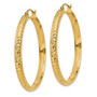 14K Diamond-cut 3.5x38mm Hollow Hoop Earrings