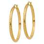 14K Diamond-cut 3.5x46mm Hollow Hoop Earrings