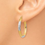 14K & Rhodium Diamond-cut 3x25mm Hoop Earrings