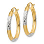 14K & Rhodium Diamond-cut 3x25mm Hoop Earrings