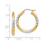 14K & Rhodium Diamond-cut 3x25mm Hoop Earrings