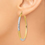 14K & Rhodium Diamond-cut 3x45mm Hoop Earrings