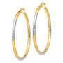 14K & Rhodium Diamond-cut 3x55mm Hoop Earrings