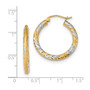 14k & Rhodium D/C & Satin Hoop Earrings