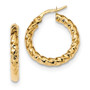14k Gold Polished 3mm Twisted Hoop Earrings