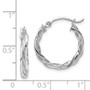 14K Polished White Gold Twisted Hoop Earrings