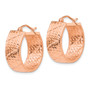 14k Rose Gold Diamond Cut Hoop Earrings