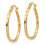 14k & Rhodium Diamond Cut Twisted Hoop Earrings