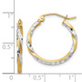 14k & Rhodium Satin Diamond Cut Twisted Hoop Earrings