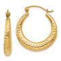 14K Diamond Cut Hollow Hoop Earrings
