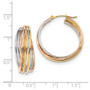 14k Tri-color Fancy Hollow Tube Hoops