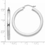 14k White Gold 3mm Polished Square Tube Hoop Earrings