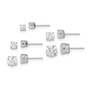 Sterling Silver Polished White CZ Post Set Earrings