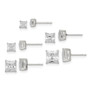 Sterling Silver Polished White CZ Post Set Earrings