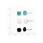 Sterling Silver 8-8.5mm Button FW Cultured Pearl/Stab.Turq/Blk Agate Set