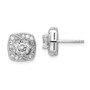 Sterling Silver Rhodium-plated 5mm Round CZ Earrings w/Square Jackets
