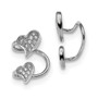 Sterling Silver Rhodium-plated CZ Double Heart Right Cuff Earring