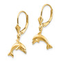 14K Jumping Dolphin Leverback Earrings