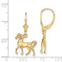 14K 3-D & Polished Leverback Horse Earrings